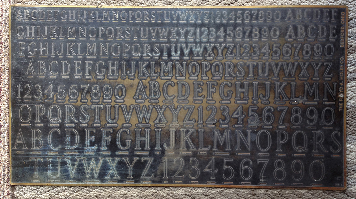 FAH Modified Roman headstone lettering plate