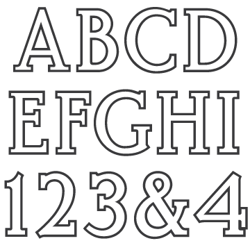 Font for matching ScotchKut Double Outline medium and large sized letter sets.