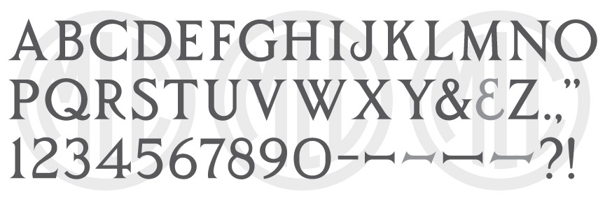 Font based on the ScotchKut Classic Roman alphabet.