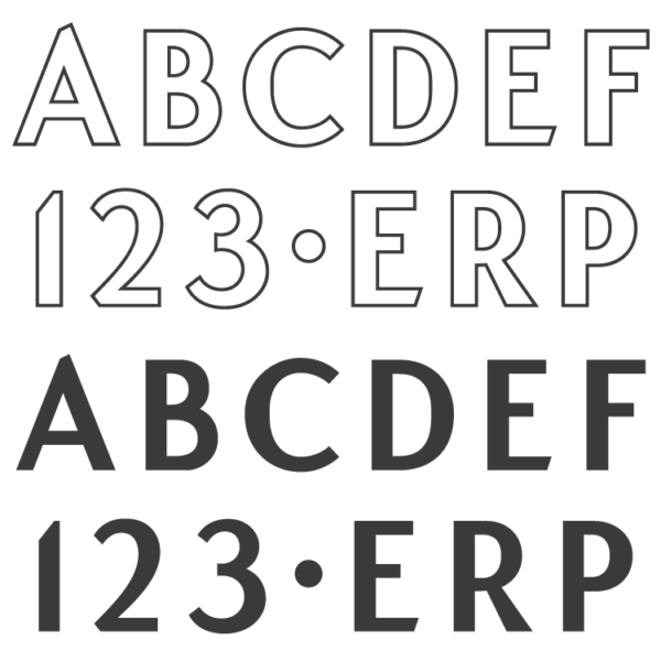 ERP Frosted Bar alphabet